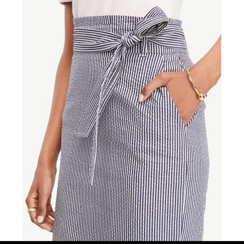 Ann Taylor Striped Seersucker Skirt